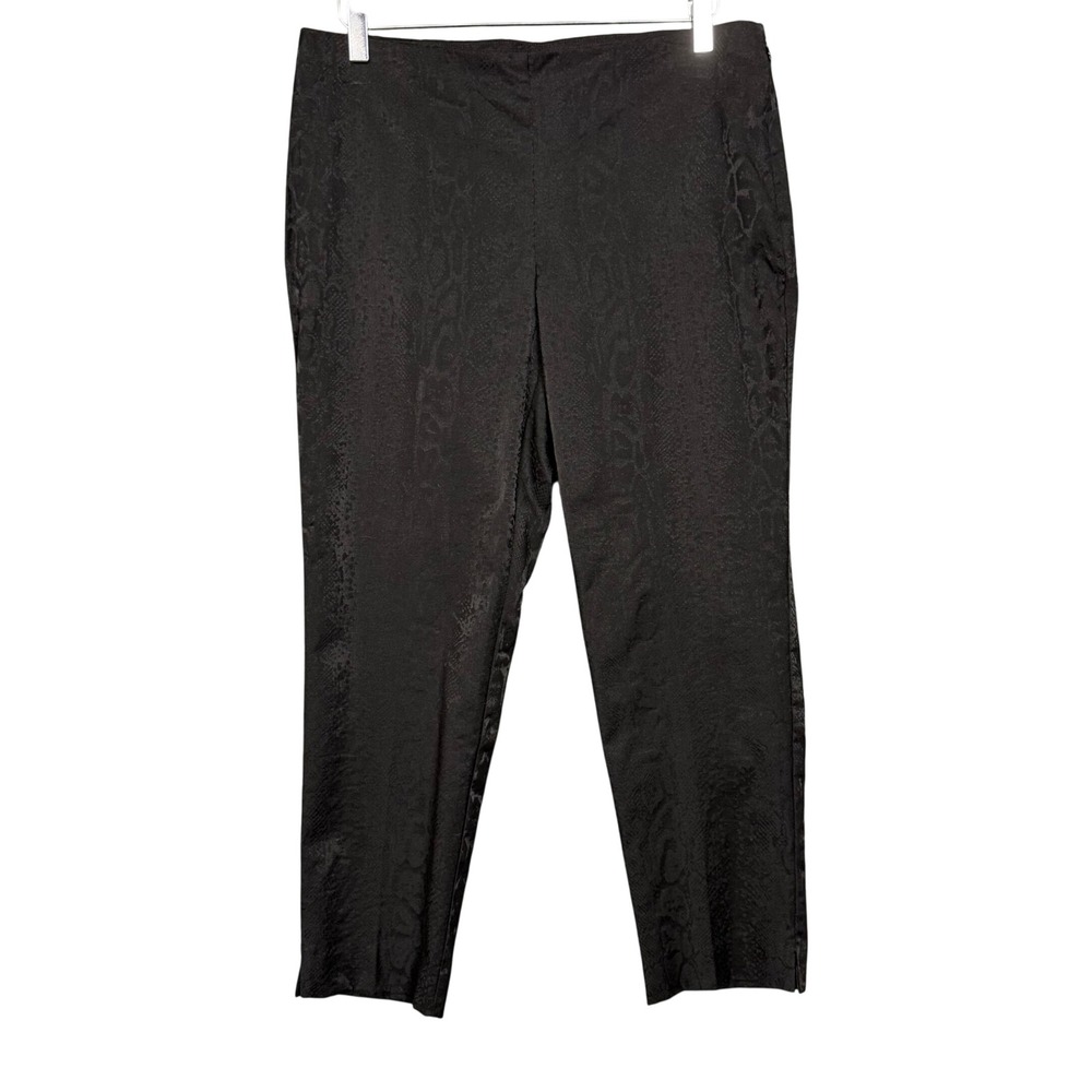Attyre New York Pants‎ Womens 10 Black Snake Print Jacquard Cropped Side Zip NWT